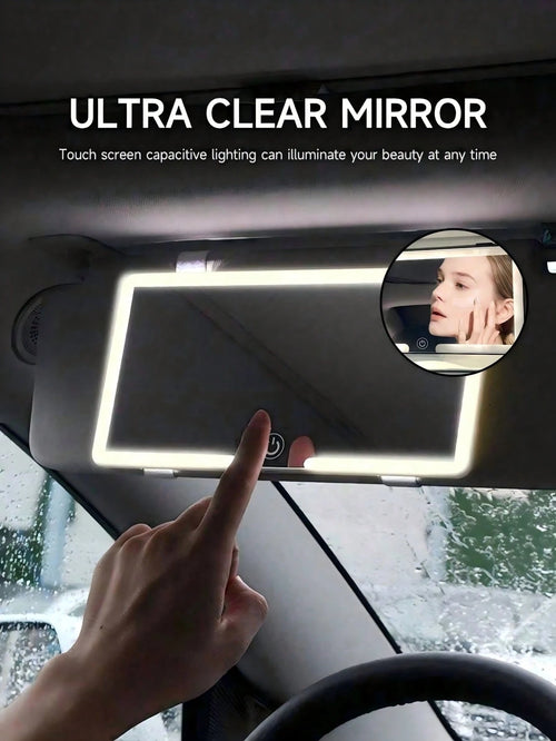 Easypie Selection 1pc Ultra-Thin LED Car Makeup Mirror- High Definition Sun Visor Makeup Mirror With Touch Screen, USB Charging, Adjustable, Perfect Fit For Women (Easy Clip-On Installation), Best Gi