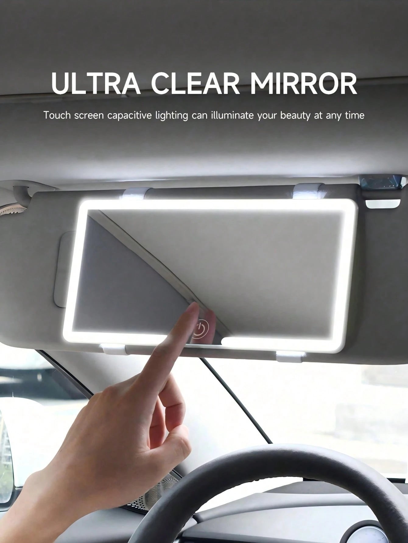 Easypie Selection 1pc Ultra-Thin LED Car Makeup Mirror- High Definition Sun Visor Makeup Mirror With Touch Screen, USB Charging, Adjustable, Perfect Fit For Women (Easy Clip-On Installation), Best Gi