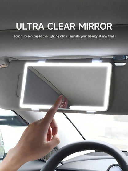 Easypie Selection 1pc Ultra-Thin LED Car Makeup Mirror- High Definition Sun Visor Makeup Mirror With Touch Screen, USB Charging, Adjustable, Perfect Fit For Women (Easy Clip-On Installation), Best Gi