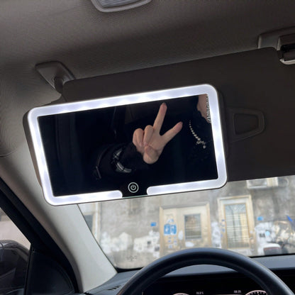 Easypie Selection 1pc Ultra-Thin LED Car Makeup Mirror- High Definition Sun Visor Makeup Mirror With Touch Screen, USB Charging, Adjustable, Perfect Fit For Women (Easy Clip-On Installation), Best Gi