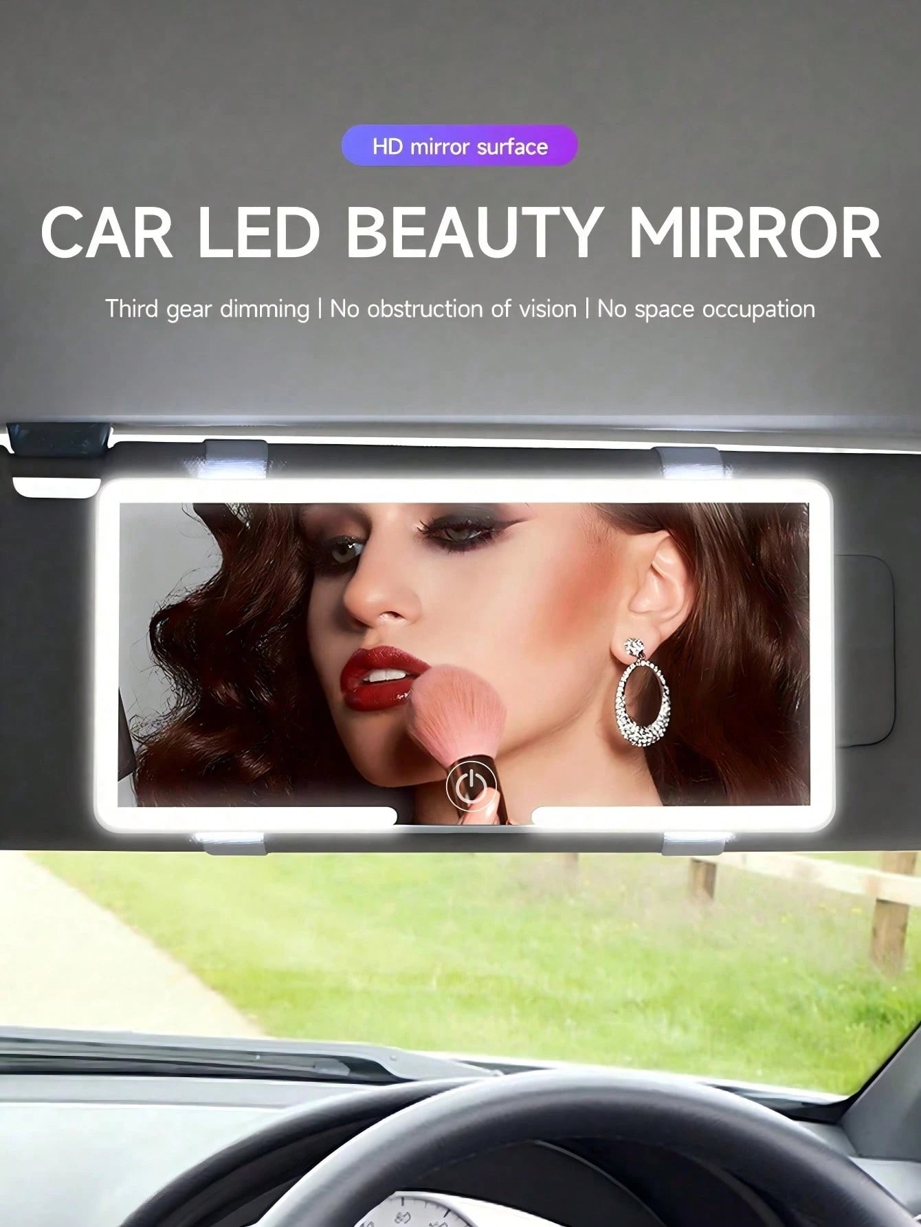 Easypie Selection 1pc Ultra-Thin LED Car Makeup Mirror- High Definition Sun Visor Makeup Mirror With Touch Screen, USB Charging, Adjustable, Perfect Fit For Women (Easy Clip-On Installation), Best Gi