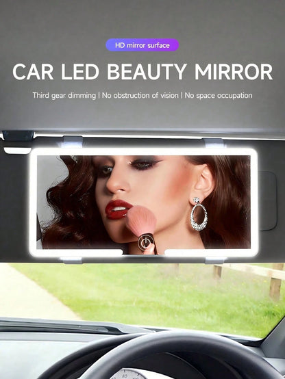 Easypie Selection 1pc Ultra-Thin LED Car Makeup Mirror- High Definition Sun Visor Makeup Mirror With Touch Screen, USB Charging, Adjustable, Perfect Fit For Women (Easy Clip-On Installation), Best Gi