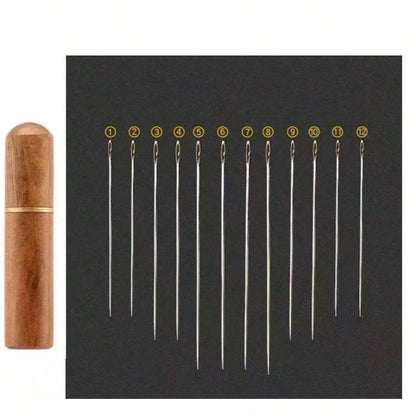 EDCUEBE7 25pcs Large Eye Hand Sewing Needles, Sewing Needles, 5 Sizes, With Wooden Needle Box