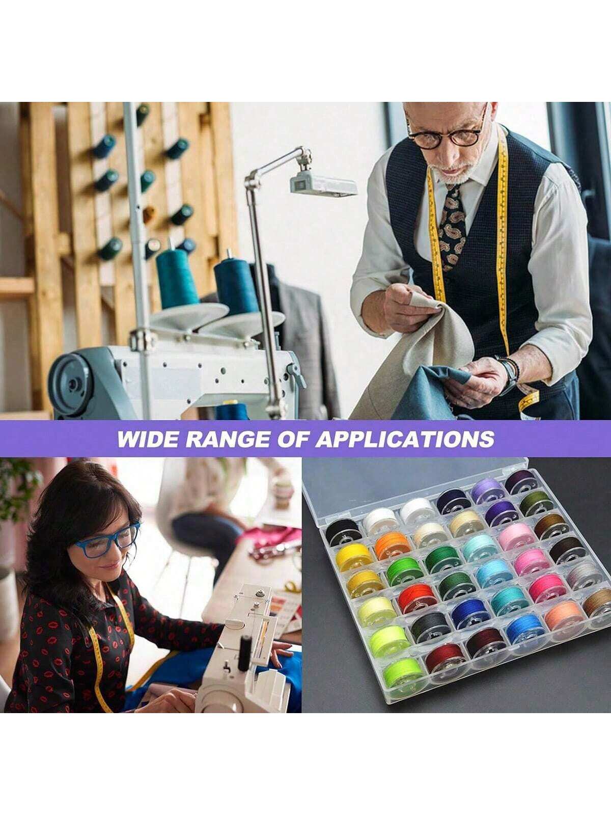 EDCUEBE7 Black Sewing Thread Spools, Sewing Thread Bobbins And Storage Box (Random Color)