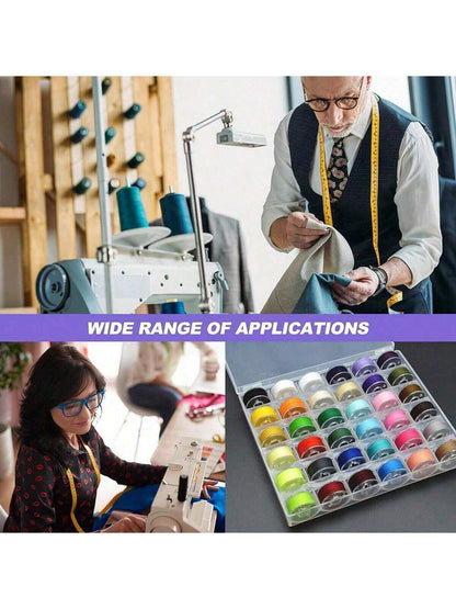 EDCUEBE7 Black Sewing Thread Spools, Sewing Thread Bobbins And Storage Box (Random Color)