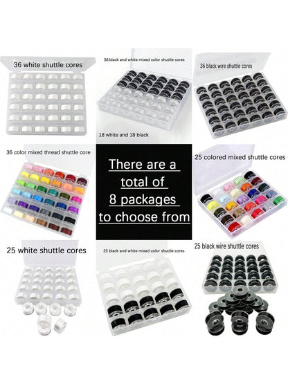 EDCUEBE7 Black Sewing Thread Spools, Sewing Thread Bobbins And Storage Box (Random Color)