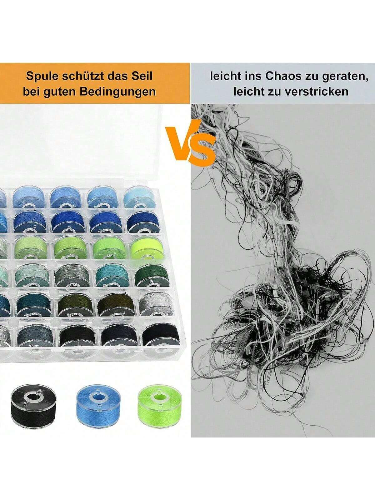 EDCUEBE7 Black Sewing Thread Spools, Sewing Thread Bobbins And Storage Box (Random Color)