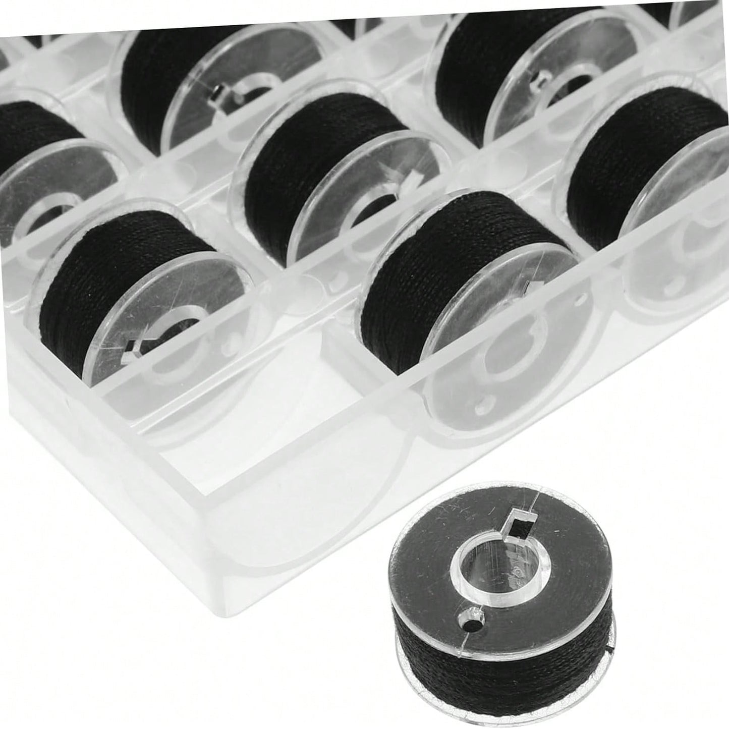 EDCUEBE7 Black Sewing Thread Spools, Sewing Thread Bobbins And Storage Box (Random Color)