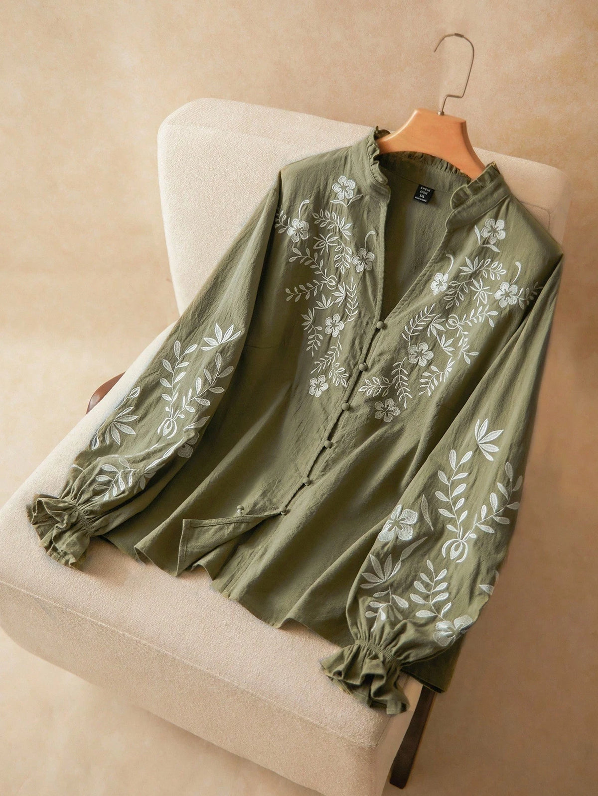 Elaquor Plus Size Floral Print Long Sleeve Shirt Clothes For Women Spring Fall