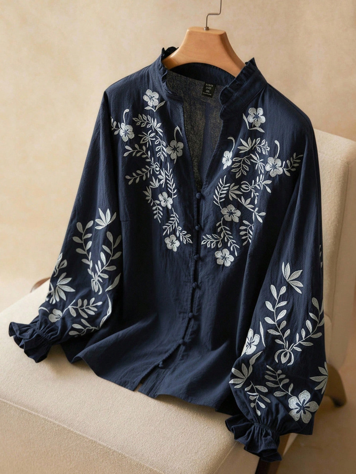 Elaquor Plus Size Floral Print Long Sleeve Shirt Clothes For Women Spring Fall