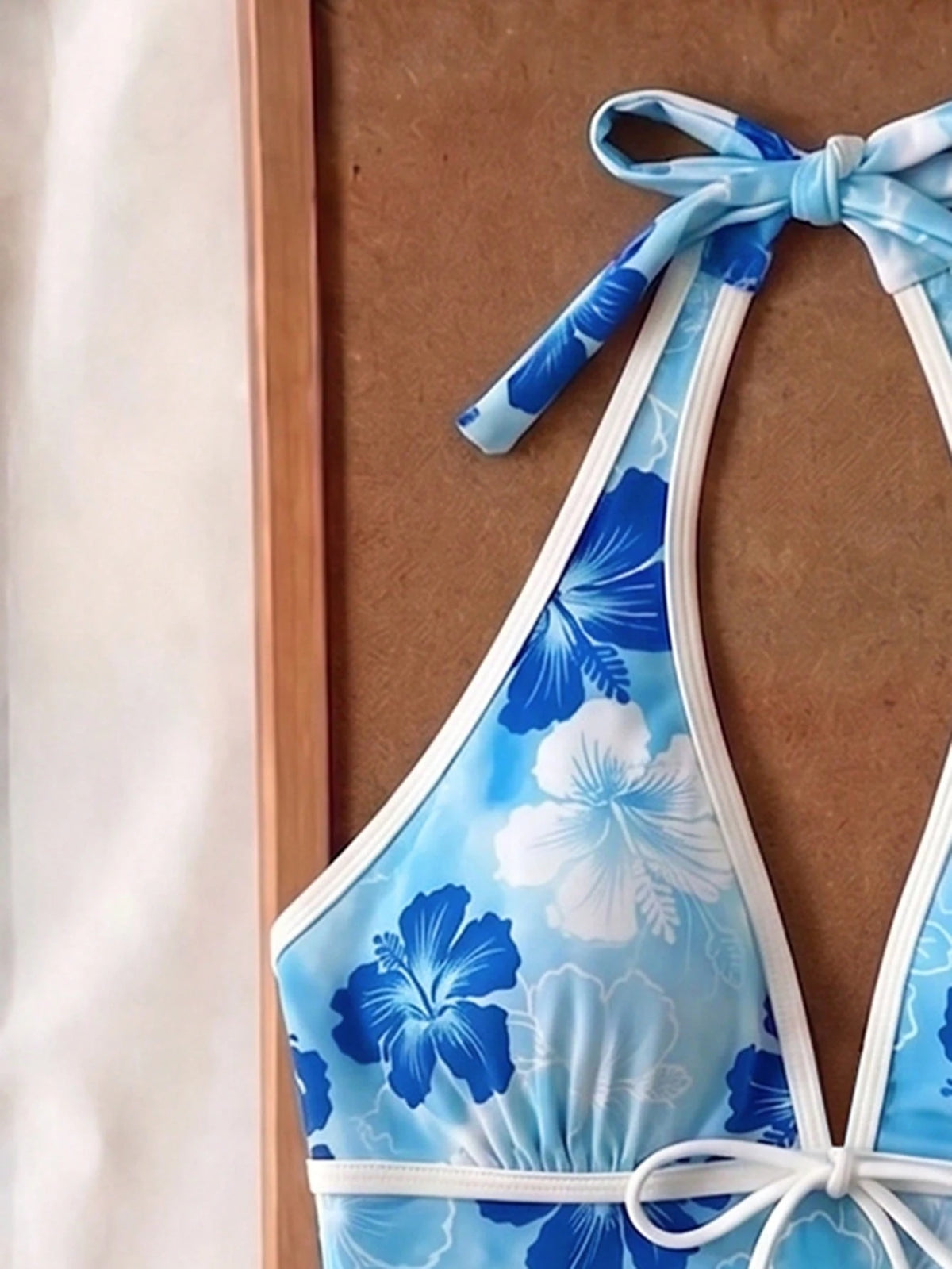 Elavelle Women's Random Print Spaghetti Strap Bow Tie Camisole Bikini Top, Spring/Summer
