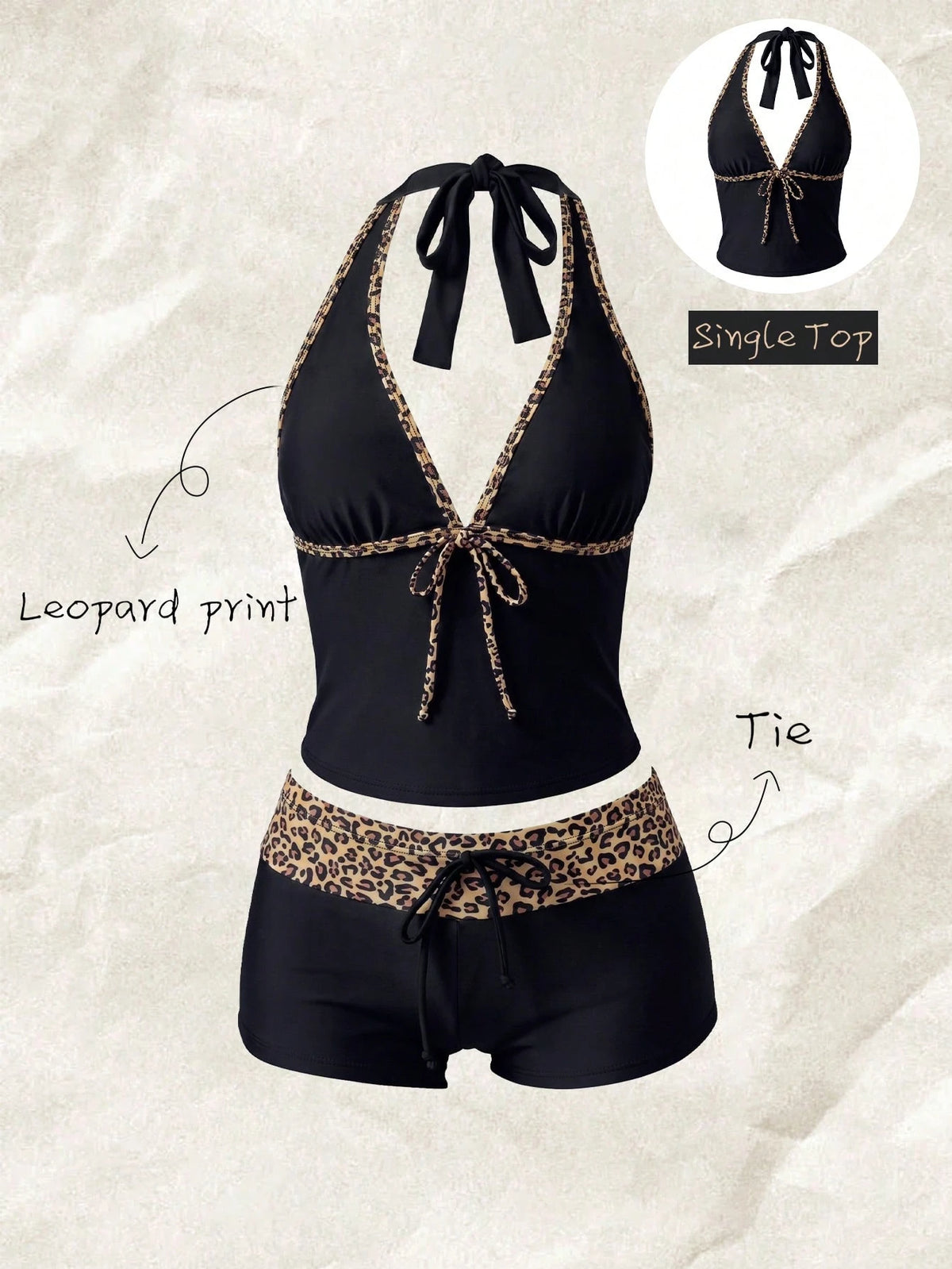 Elavelle Women's Spring/Summer Random Print Spaghetti Strap Bow Tank Top Bikini Top