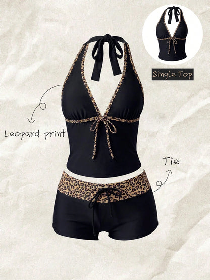 Elavelle Women's Spring/Summer Random Print Spaghetti Strap Bow Tank Top Bikini Top