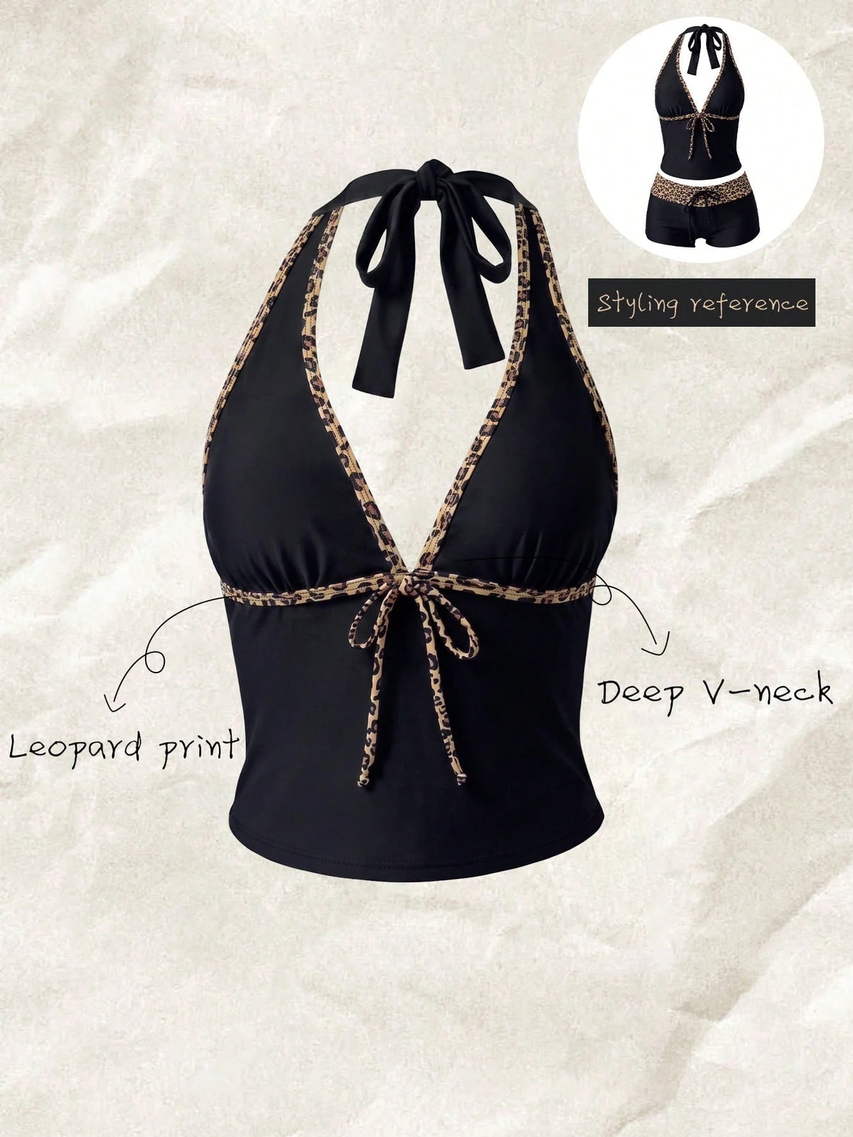Elavelle Women's Spring/Summer Random Print Spaghetti Strap Bow Tank Top Bikini Top