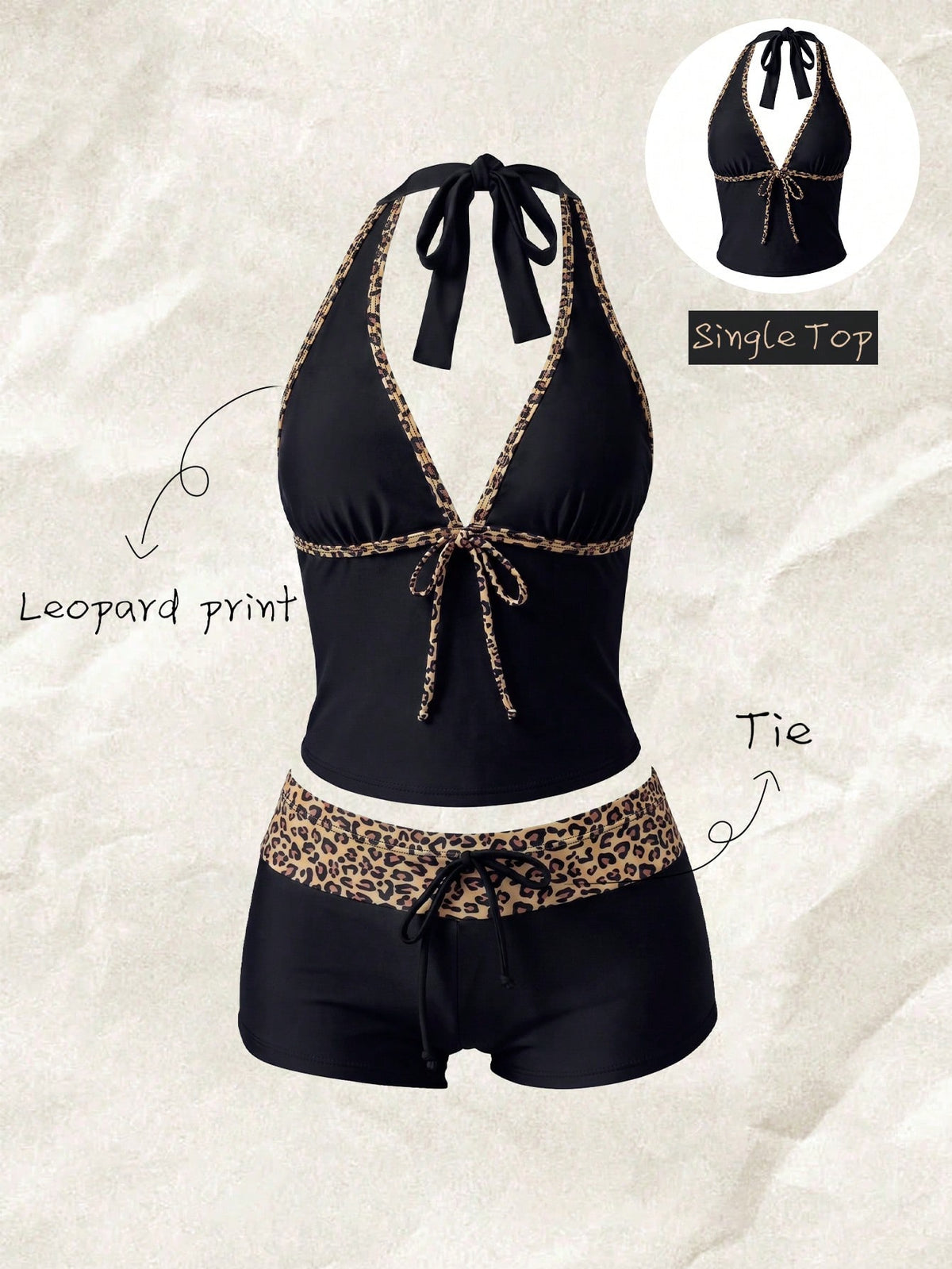 Elavelle Women's Spring/Summer Random Print Spaghetti Strap Bow Tank Top Bikini Top