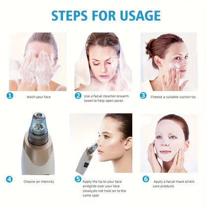 Electric Blackhead Remover, USB Charging, 5 Suction Tips And 3 Adjustable Gears, Electric Acne Removal Tool, Suitable For Both Women And Men, As A Gift For Women