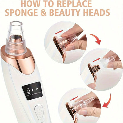 Electric Blackhead Remover, USB Charging, 5 Suction Tips And 3 Adjustable Gears, Electric Acne Removal Tool, Suitable For Both Women And Men, As A Gift For Women