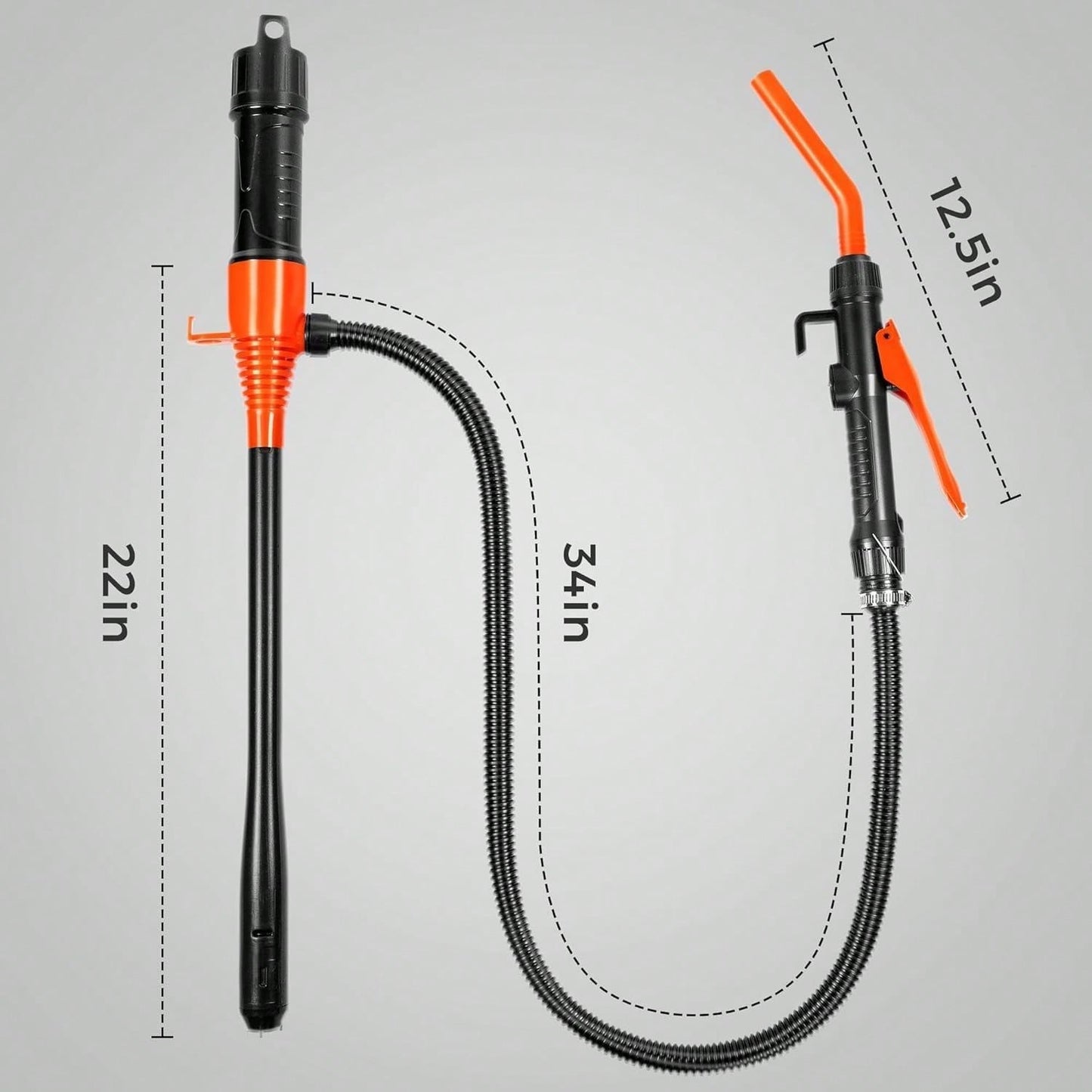 Electric Fuel Transfer Pump 2.8 GPM, Portable Battery Powered Hand Fuel Pump With Adjustable For Vehicles, Boats, Lawn Equipment, Emergency & Home Use- Orange Red