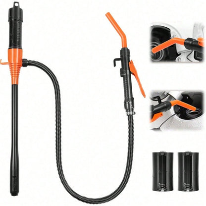 Electric Fuel Transfer Pump 2.8 GPM, Portable Battery Powered Hand Fuel Pump With Adjustable For Vehicles, Boats, Lawn Equipment, Emergency & Home Use- Orange Red