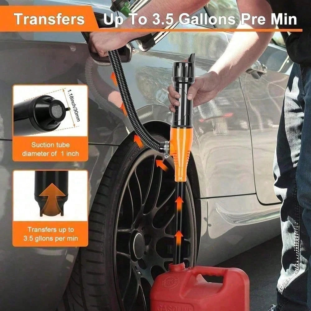 Electric Fuel Transfer Pump, Portable Battery Powered Hand Fuel Pump, Battery Gas Pumps Universal Fit For Vehicles, Boats, Lawn Equipment, Emergency & Home Use(Black Orange)