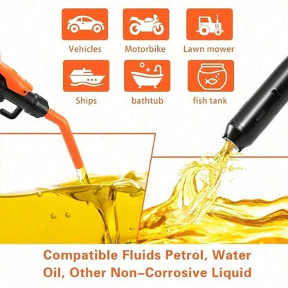 Electric Fuel Transfer Pump, Portable Battery Powered Hand Fuel Pump, Battery Gas Pumps Universal Fit For Vehicles, Boats, Lawn Equipment, Emergency & Home Use(Black Orange)