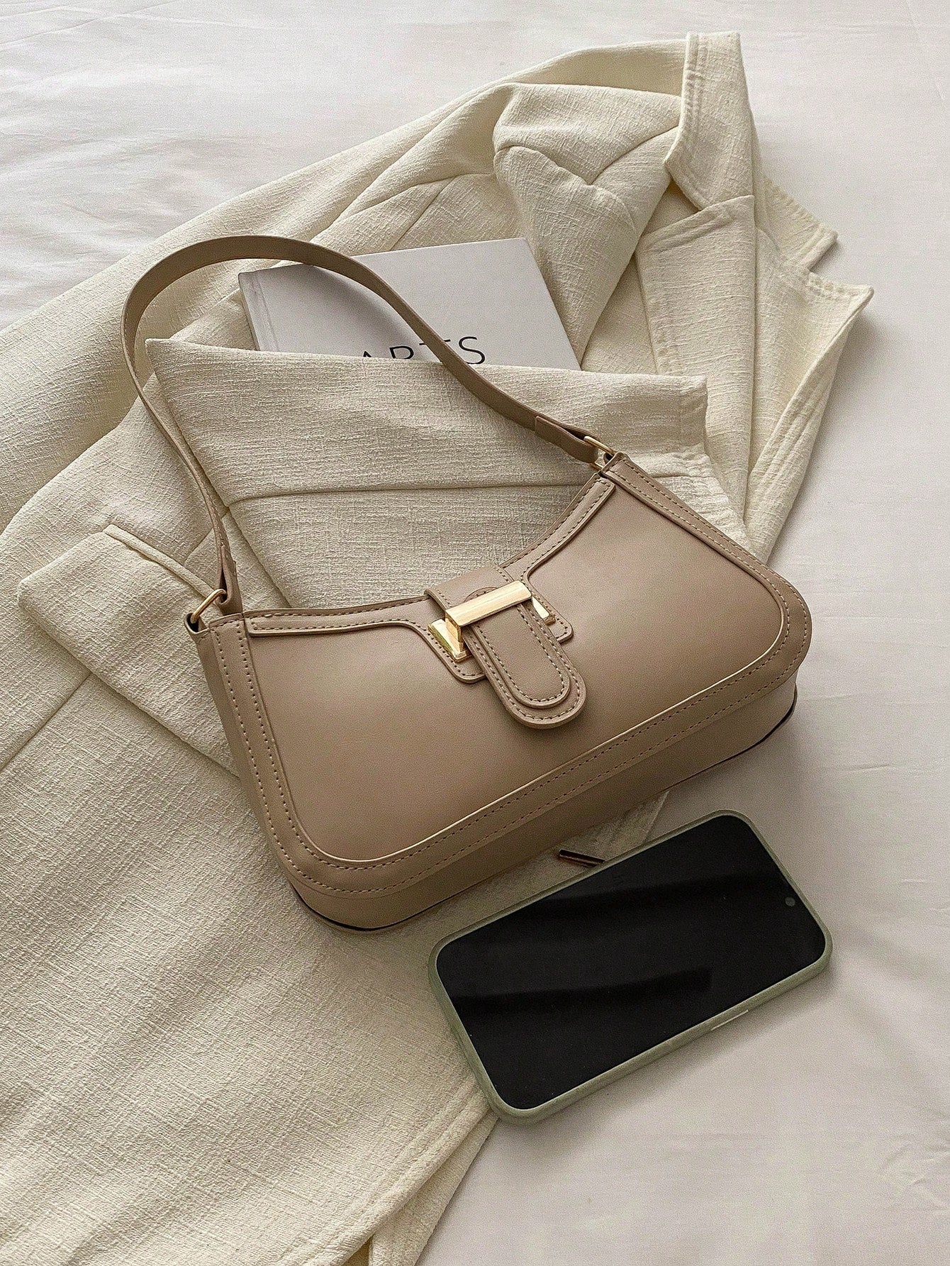 Elegant Crescent Underarm Shoulder Bag, Women's Fashion Casual Solid Color Underarm Bag