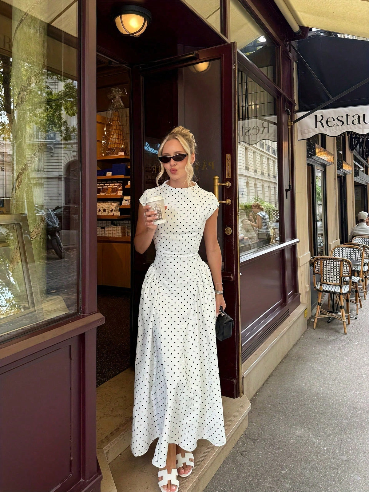 Elegant Floral Print Patchwork Casual Party Dress, Graceful Holiday Dress For Women Black Summer Polka Dot,Petite Women