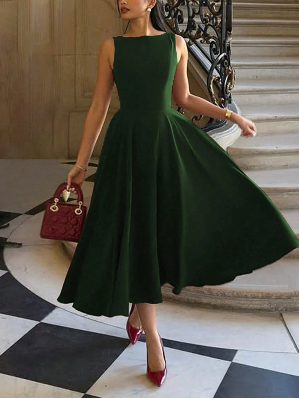 Elegant French Romantic Backless Hollow-Out Cinched Waist Sexy Charming Maxi Dress, Suitable For Christmas, Holiday Party, Date Summer