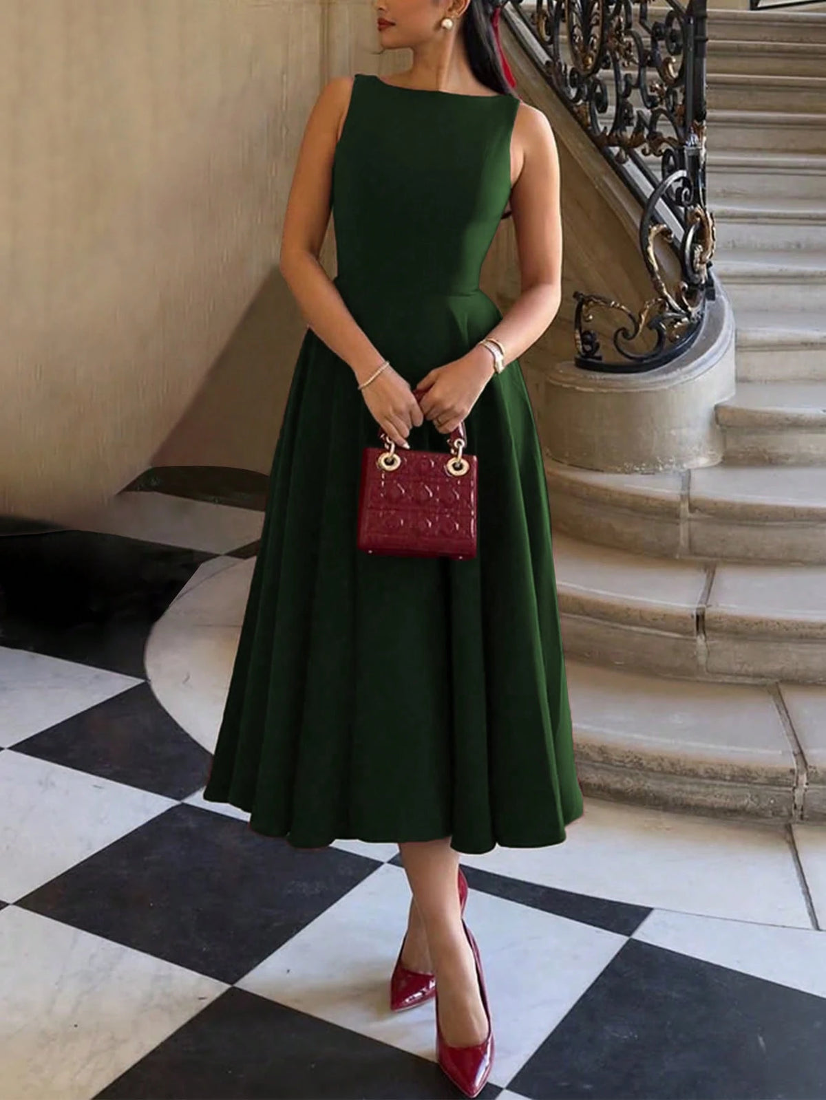 Elegant French Romantic Backless Hollow-Out Cinched Waist Sexy Charming Maxi Dress, Suitable For Christmas, Holiday Party, Date Summer