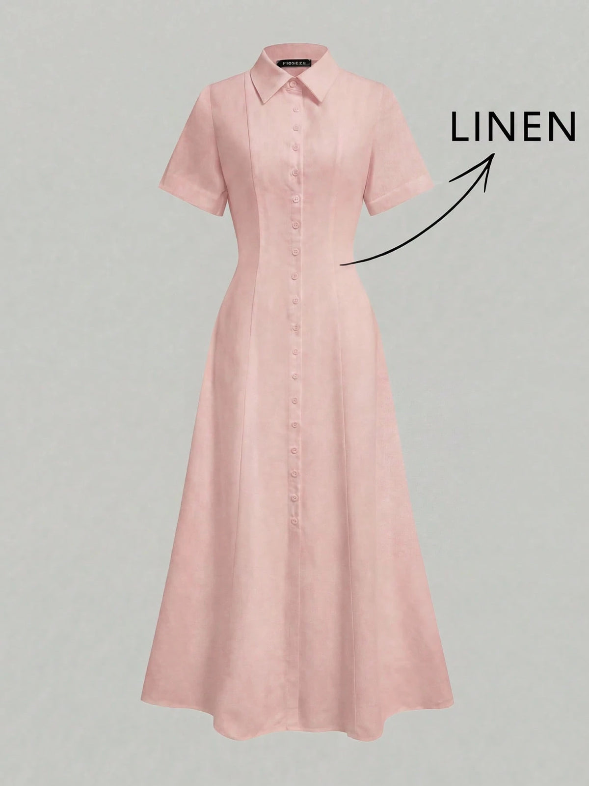 Elegant Linen Casual Commute Minimalist Office Daily Linen Dress, Summer Dresses, Elegant Dresses For Women, Casual Dresses For Women Pink