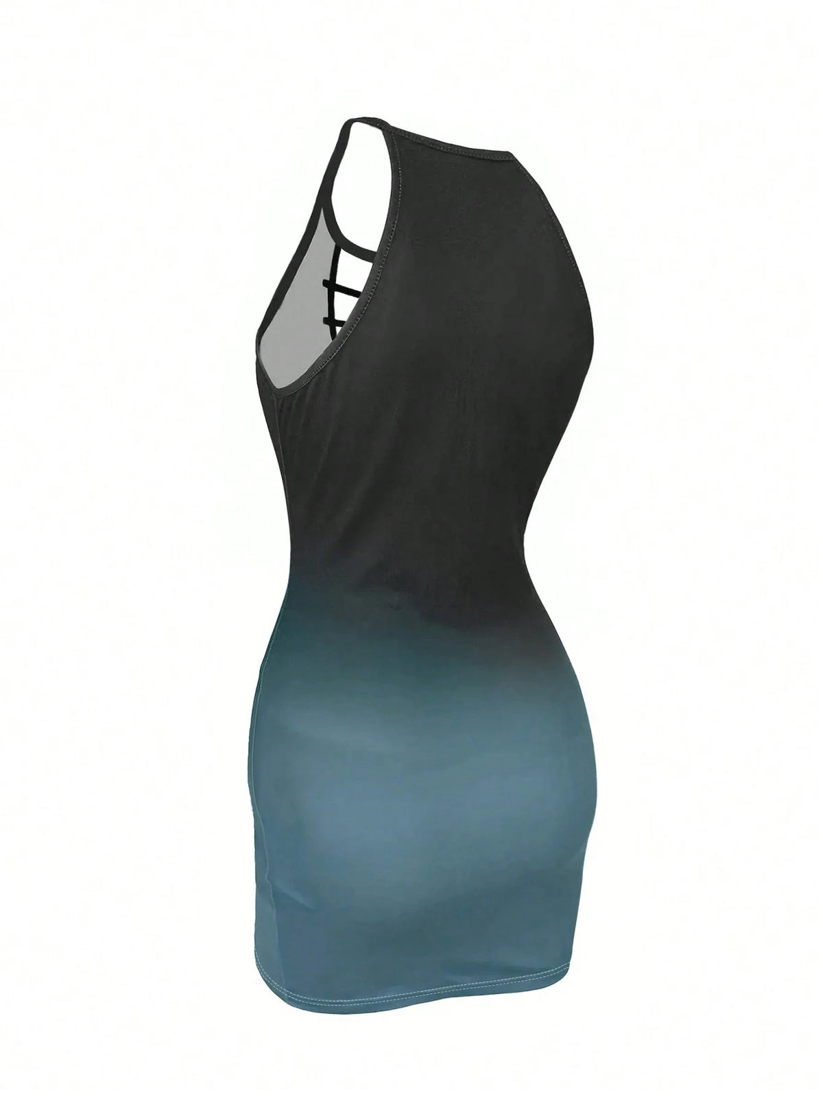 Elegant Sexy Gradient Hollow Out Spaghetti Strap Fitted Mini Dress, Highlights Curves, Suitable For Party And Commute, Spring/Summer Y2K Fashion Item