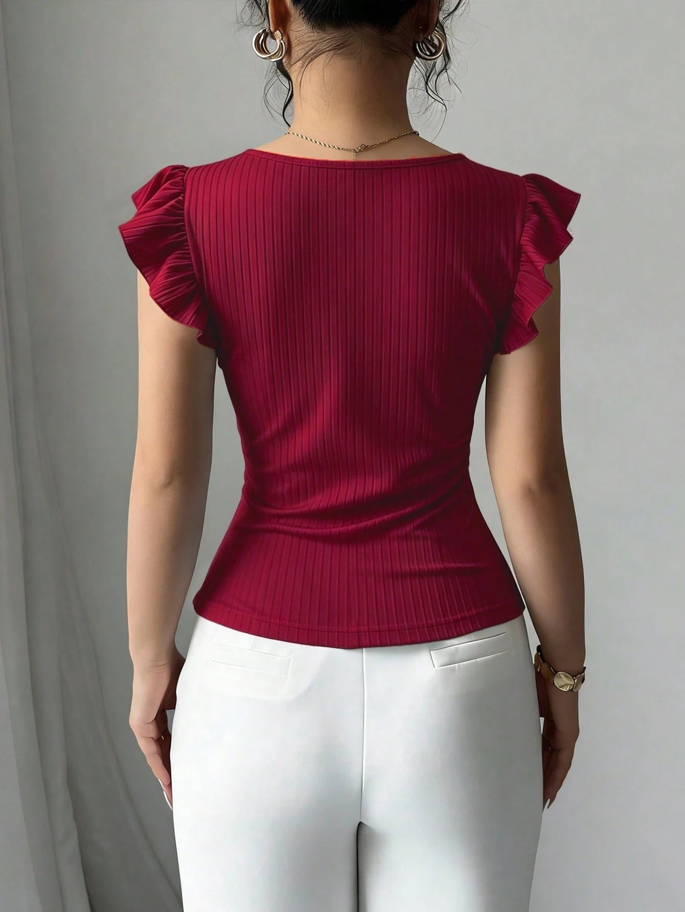 Elenzga Women's V-Neck Short Sleeve Solid Color T-Shirt Casual Daily