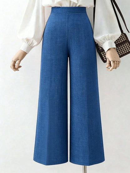 Elenzya Women's Solid Color Elastic Waist Casual Loose Wide Leg Pants