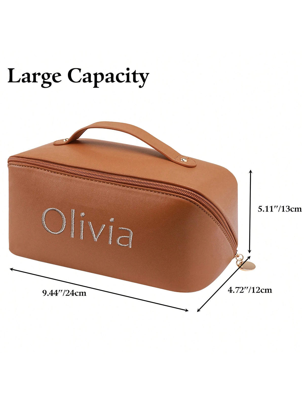 Embroidered Soft PU Leather Makeup Bag Large Capacity Cosmetic Bag Bridesmaid Gift Bag Bridal Party Gift Makeup Storage Bag Women's Toiletry Bag Makeup Bag Bridal Party Gift Toiletry Bag Bridesmaid Gi