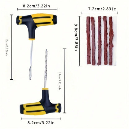 Emergency Tire Repair Kit With Screwdriver Glue No Tire Remove Portable Bag Fast Fix For Car Truck Motorbike Flat Tire