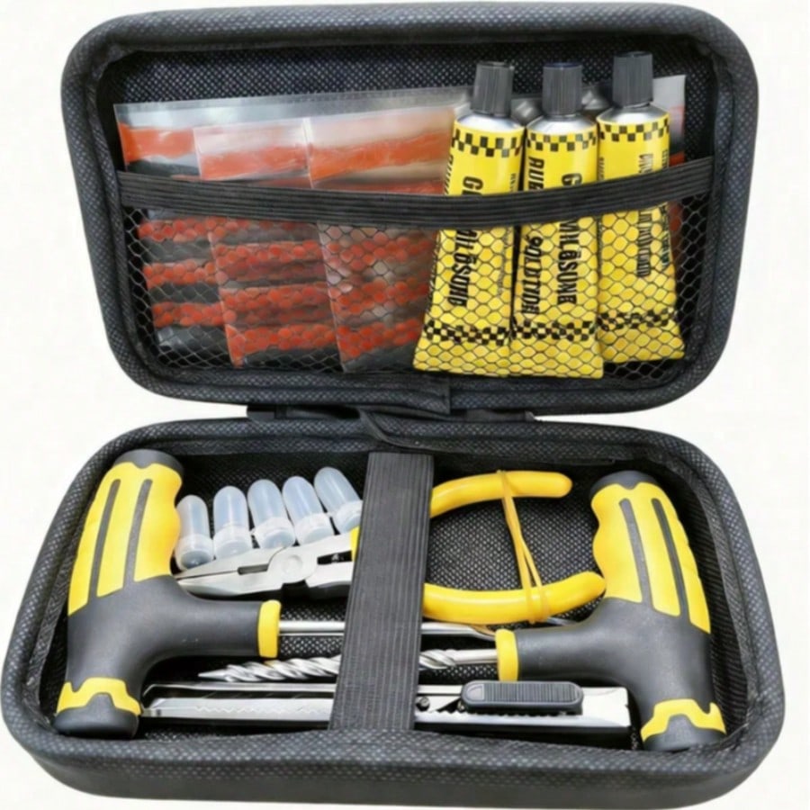 Emergency Tire Repair Kit With Screwdriver Glue No Tire Remove Portable Bag Fast Fix For Car Truck Motorbike Flat Tire