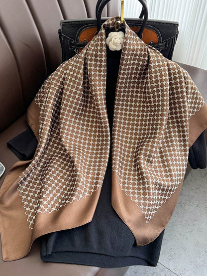 EMERY ROSE 1pc Spring/Summer New Fashion Luxury Elegant Large Square Scarf For Women,Versatile For Professional Wear, Lightweight Air Conditioned Shawl For Dress