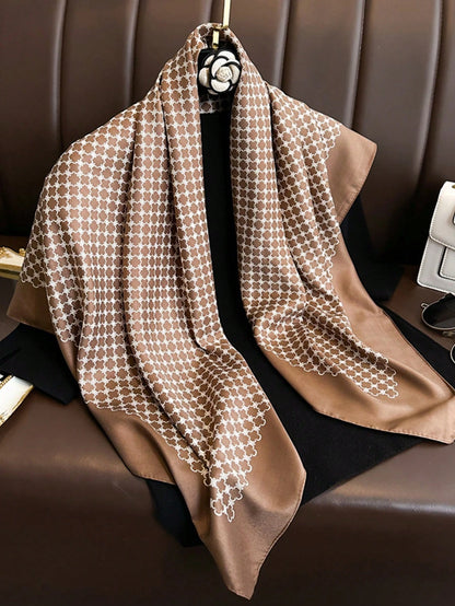 EMERY ROSE 1pc Spring/Summer New Fashion Luxury Elegant Large Square Scarf For Women,Versatile For Professional Wear, Lightweight Air Conditioned Shawl For Dress