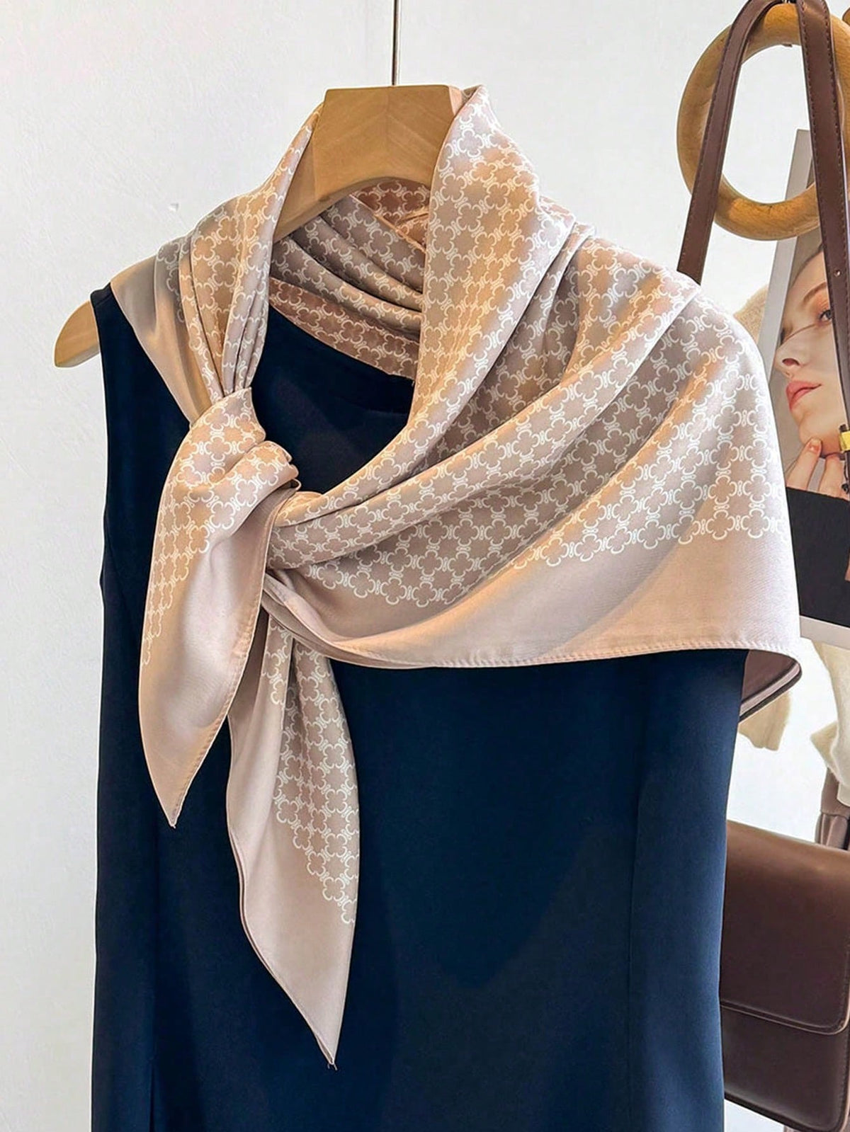 EMERY ROSE 1pc Spring/Summer New Fashion Luxury Elegant Large Square Scarf For Women,Versatile For Professional Wear, Lightweight Air Conditioned Shawl For Dress