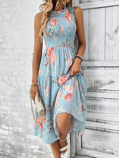 EMERY ROSE Floral Print Ruffle Hem Dress Maxi Women Outfit