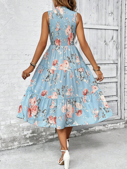 EMERY ROSE Floral Print Ruffle Hem Dress Maxi Women Outfit