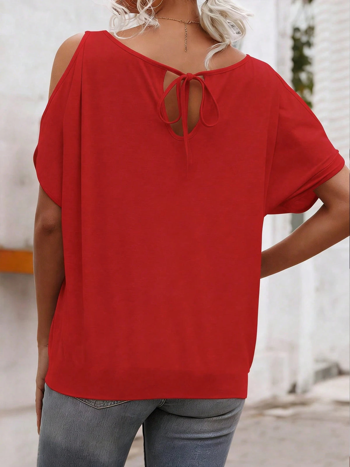 EMERY ROSE Graphic Tee, Shoulder T-Shirt, Women's Summer Tops, Plus Size, Retro Style, All-Season Comfort For Women'S Casual Wear & Social Events