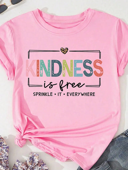 EMERY ROSE Kindness Is Free Printed Plus Size T-Shirt