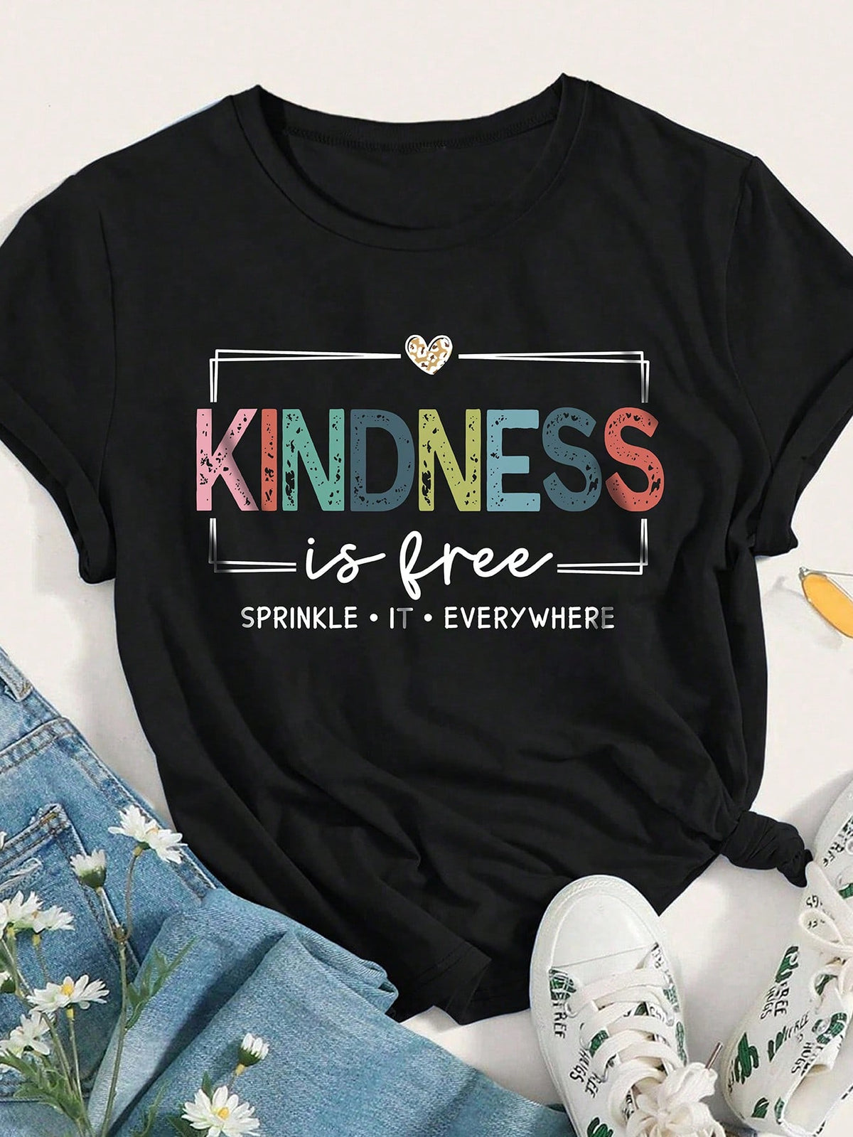 EMERY ROSE Kindness Is Free Printed Plus Size T-Shirt