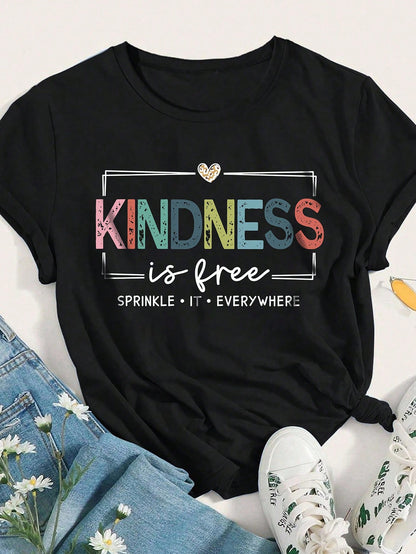 EMERY ROSE Kindness Is Free Printed Plus Size T-Shirt