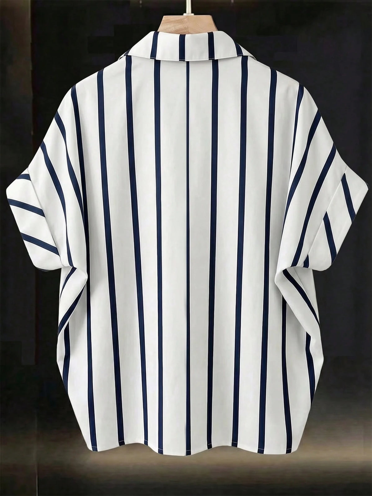 EMERY ROSE Plus Size Deep Blue Fold-Over Shirt For Vacation