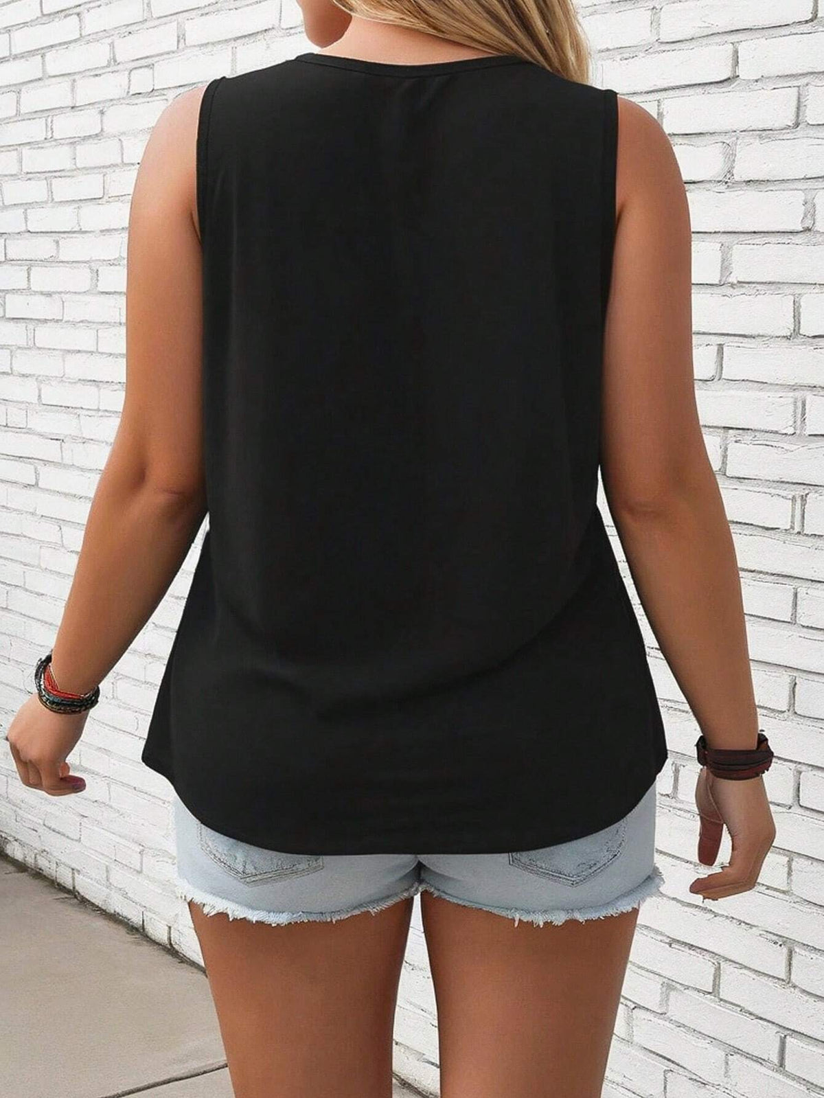 EMERY ROSE Plus Size Women's Slogan Print Tank Top Round Neck Sleeveless I'LL PUT YOU IN THE TRUNK Graphic Tees Black And White,Summer,Casual,Everyday Tops