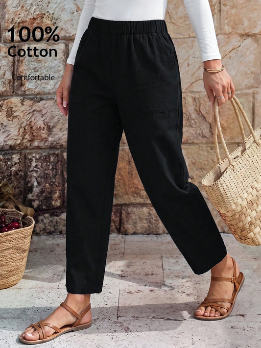 EMERY ROSE Women Solid Color Daily Wear Elastic Waist Pants