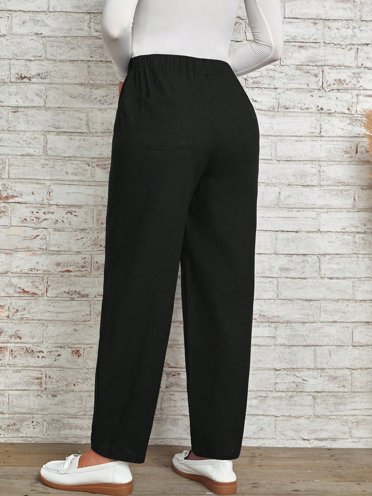 EMERY ROSE Women Solid Color Daily Wear Elastic Waist Pants