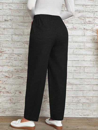 EMERY ROSE Women Solid Color Daily Wear Elastic Waist Pants